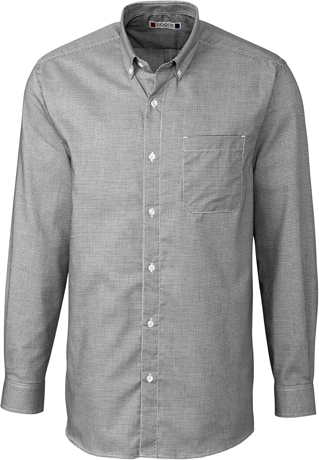 Clique Men's Long-Sleeve Granna Stain Resistant Houndstooth Shirt