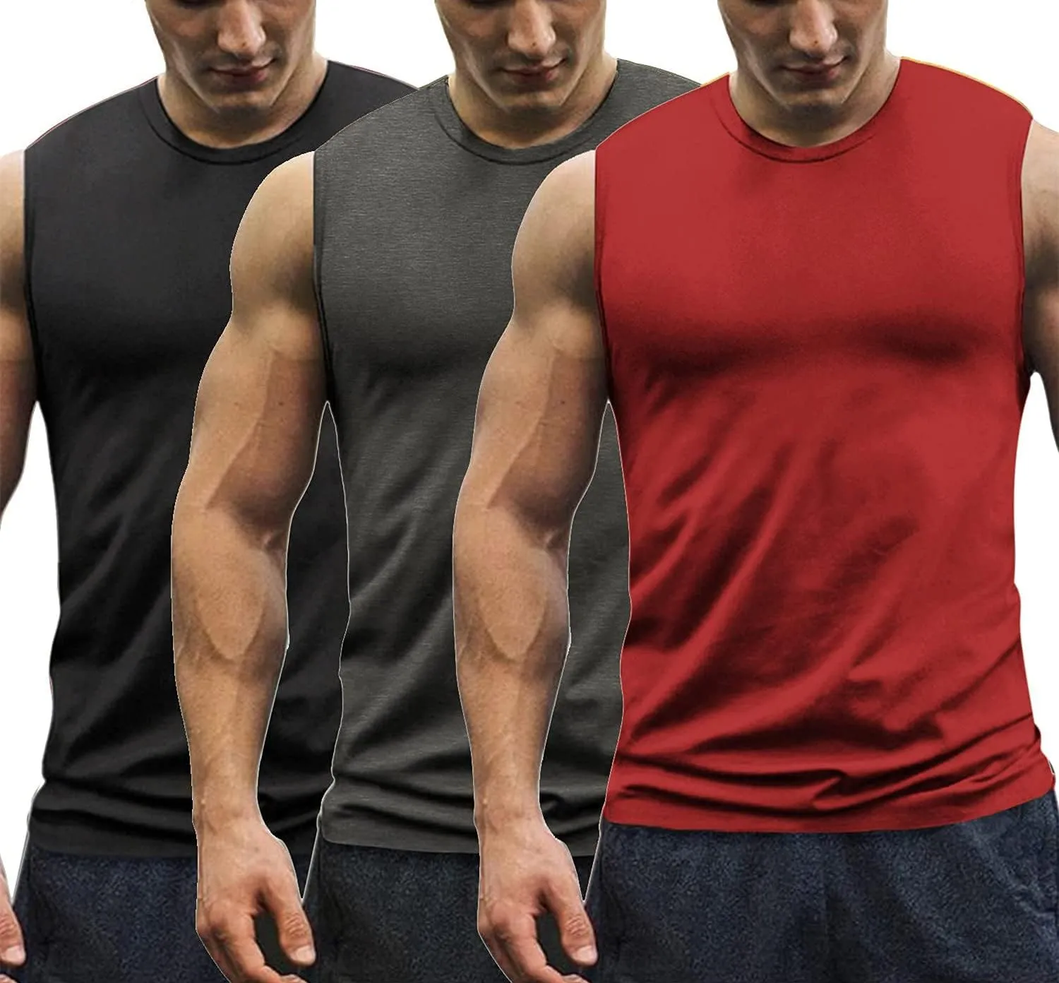 COOFANDY Men's 3 Pack Workout Tank Tops Gym Muscle Tee Bodybuilding Fitness Sleeveless T Shirts