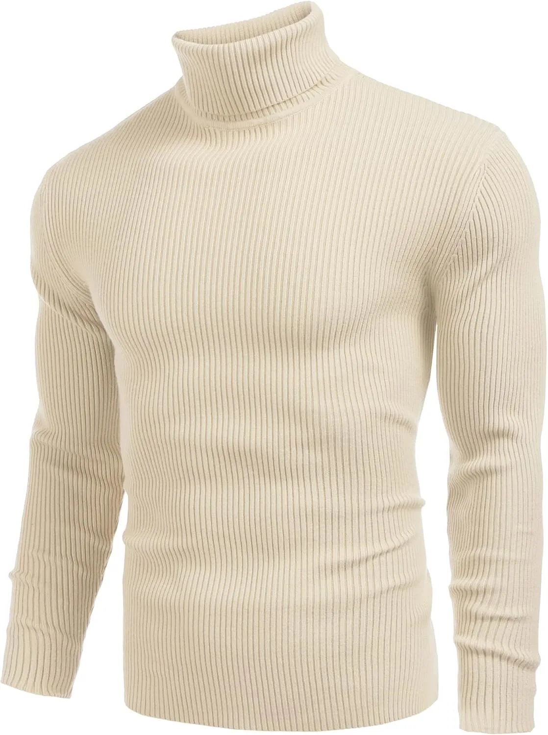 COOFANDY Mens Ribbed Slim Fit Knitted Pullover Casual Turtleneck Sweater