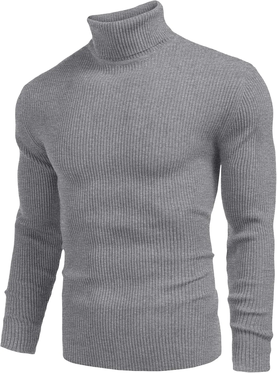 COOFANDY Mens Ribbed Slim Fit Knitted Pullover Casual Turtleneck Sweater