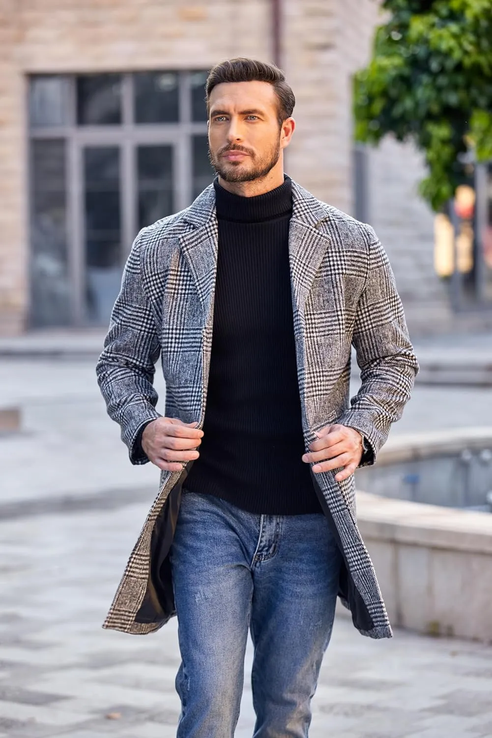 COOFANDY Mens Ribbed Slim Fit Knitted Pullover Casual Turtleneck Sweater