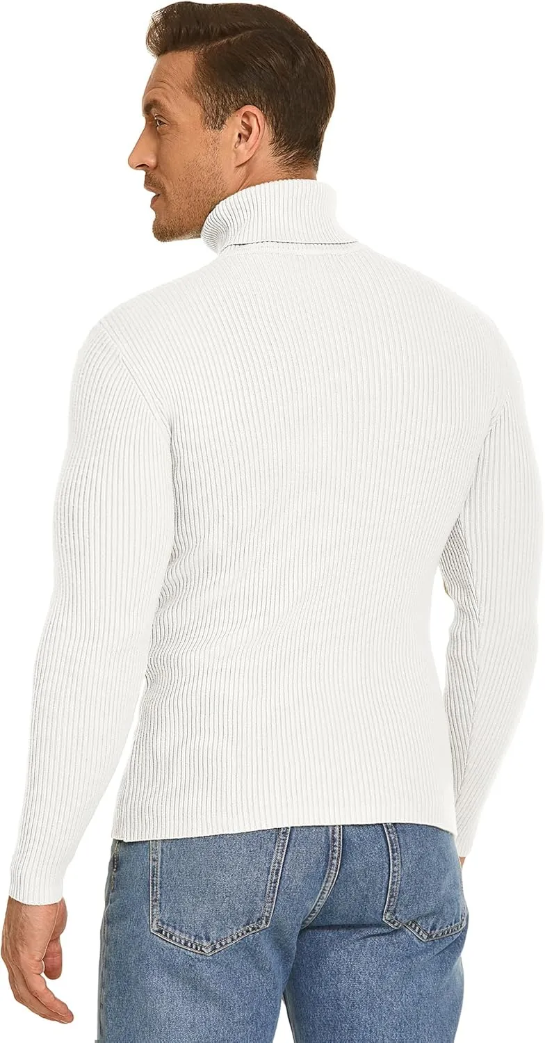 COOFANDY Mens Ribbed Slim Fit Knitted Pullover Casual Turtleneck Sweater