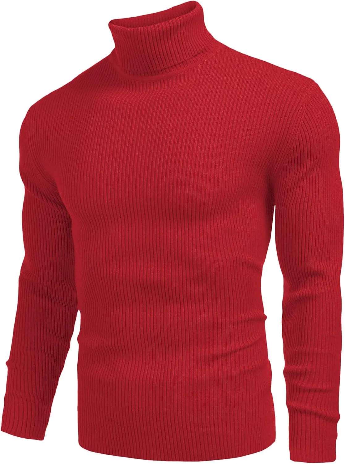 COOFANDY Mens Ribbed Slim Fit Knitted Pullover Casual Turtleneck Sweater