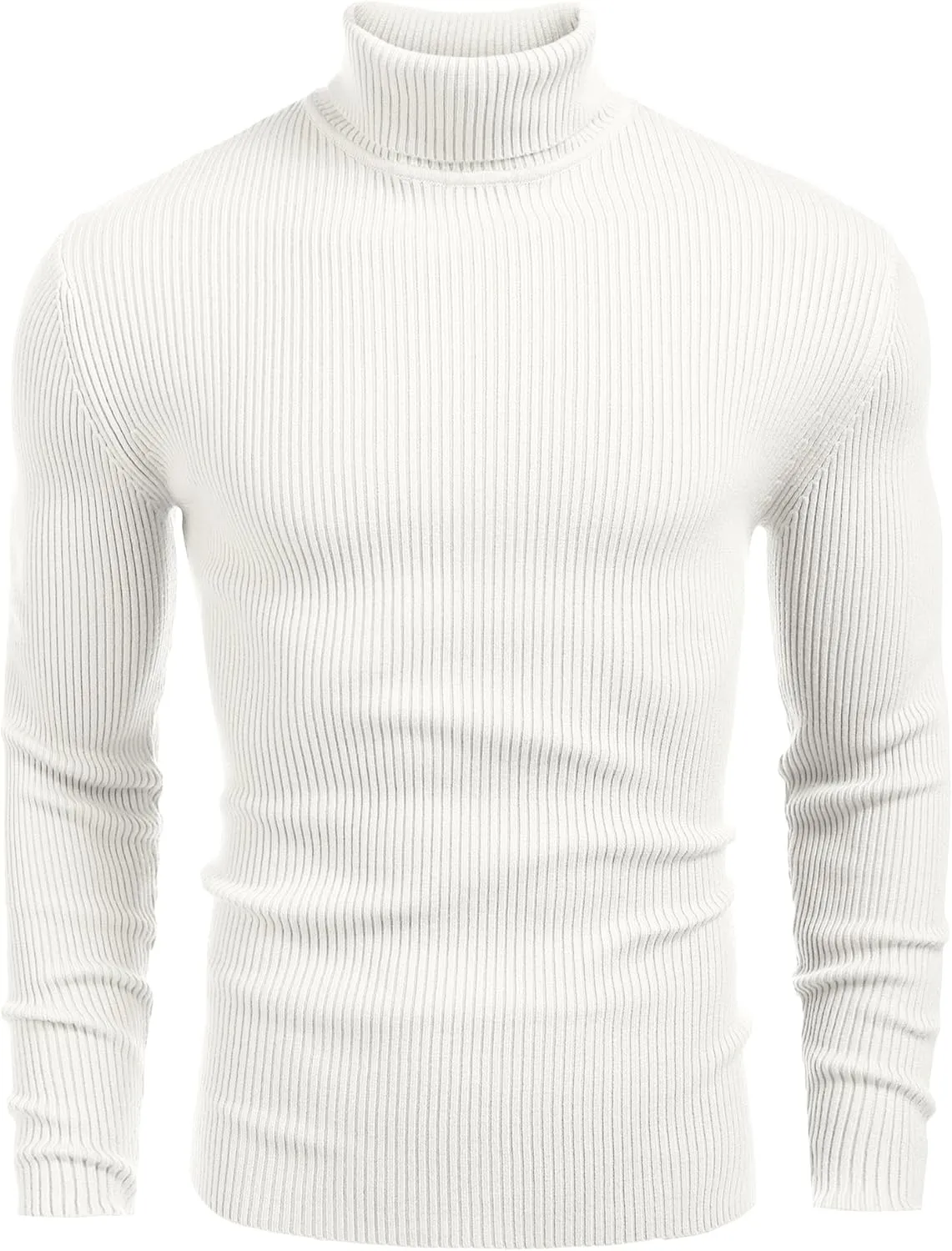COOFANDY Mens Ribbed Slim Fit Knitted Pullover Casual Turtleneck Sweater