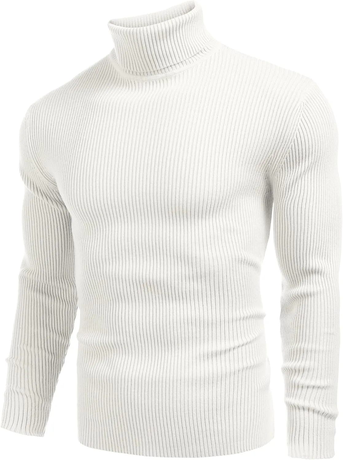 COOFANDY Mens Ribbed Slim Fit Knitted Pullover Casual Turtleneck Sweater
