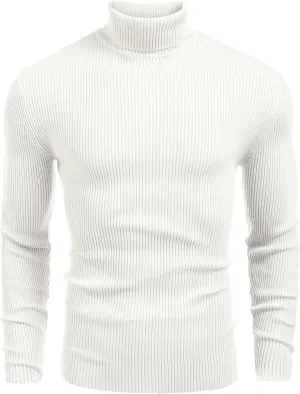COOFANDY Mens Ribbed Slim Fit Knitted Pullover Casual Turtleneck Sweater