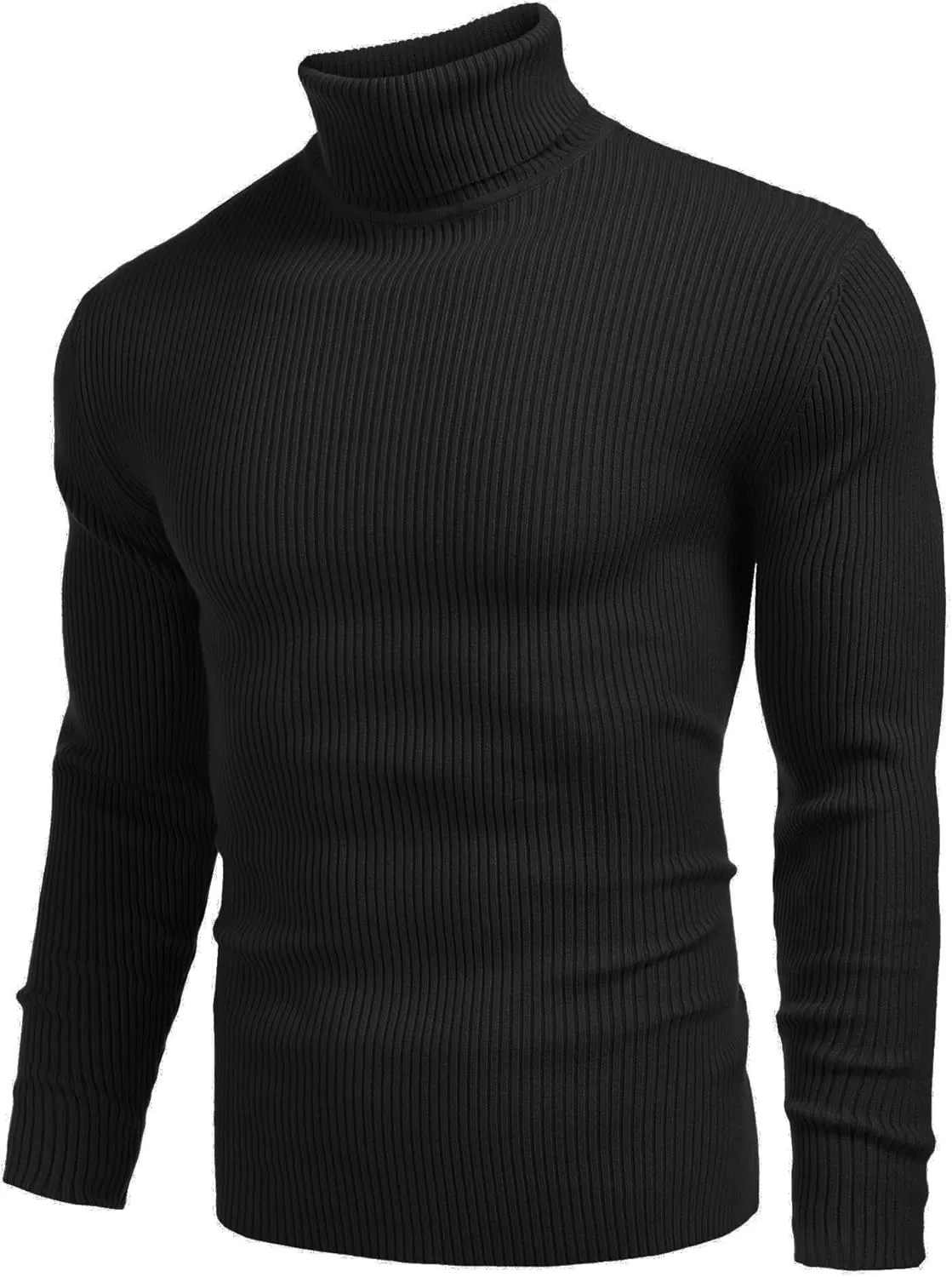COOFANDY Mens Ribbed Slim Fit Knitted Pullover Casual Turtleneck Sweater
