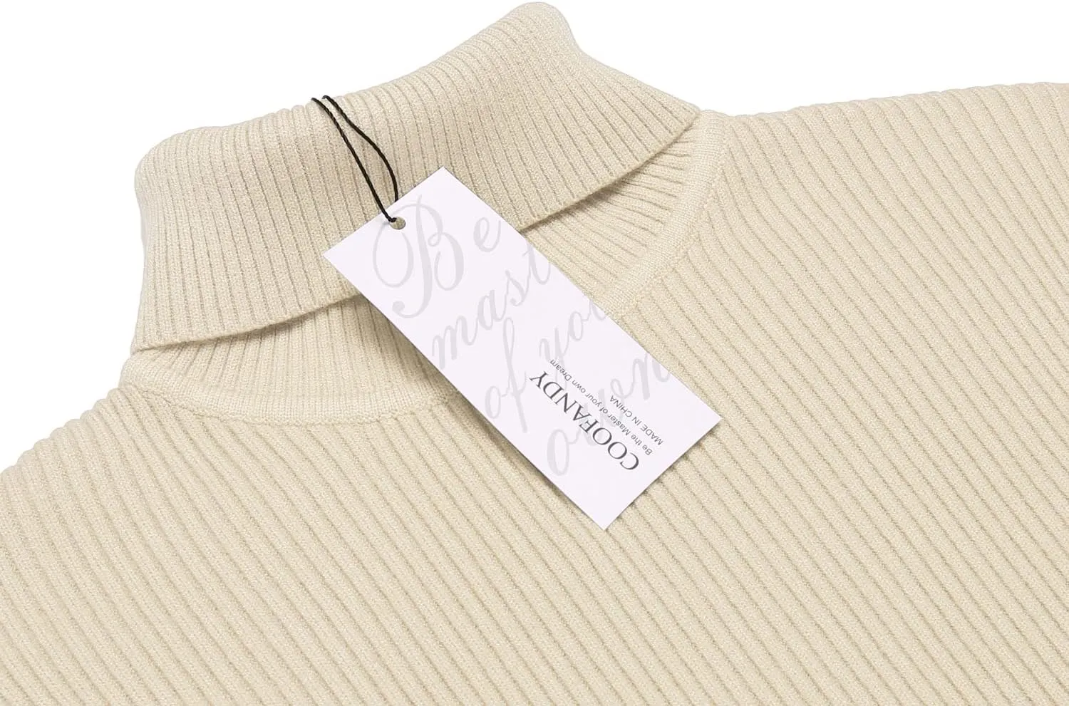 COOFANDY Mens Ribbed Slim Fit Knitted Pullover Casual Turtleneck Sweater