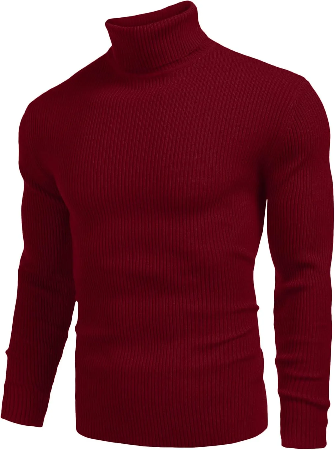 COOFANDY Mens Ribbed Slim Fit Knitted Pullover Casual Turtleneck Sweater