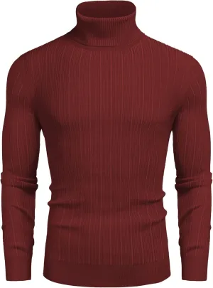 COOFANDY Men's Slim Fit Turtleneck Sweater Ribbed Knitted High Neck Pullover Sweaters