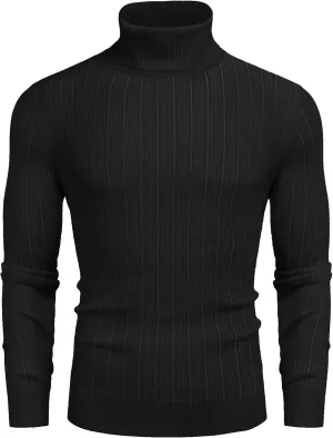 COOFANDY Men's Slim Fit Turtleneck Sweater Ribbed Knitted High Neck Pullover Sweaters