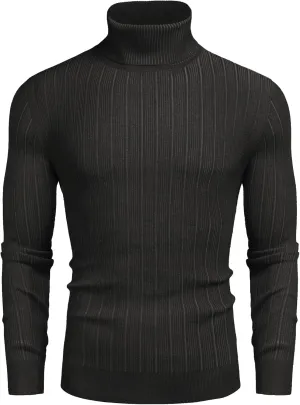COOFANDY Men's Slim Fit Turtleneck Sweater Ribbed Knitted High Neck Pullover Sweaters