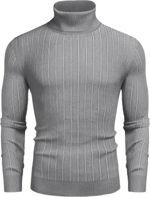 COOFANDY Men's Slim Fit Turtleneck Sweater Ribbed Knitted High Neck Pullover Sweaters