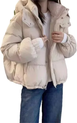 Cotton Padded Coat Women's Cropped Hooded Puffer Jacket Thickened Warm Autumn Winter Jacket