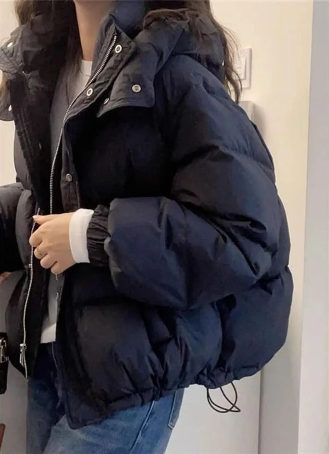 Cotton Padded Coat Women's Cropped Hooded Puffer Jacket Thickened Warm Autumn Winter Jacket