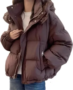 Cotton Padded Coat Women's Cropped Hooded Puffer Jacket Thickened Warm Autumn Winter Jacket