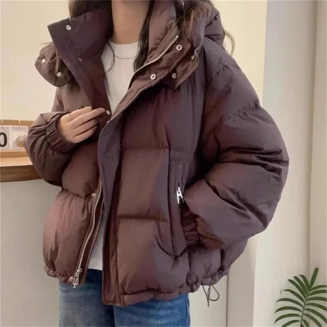 Cotton Padded Coat Women's Cropped Hooded Puffer Jacket Thickened Warm Autumn Winter Jacket