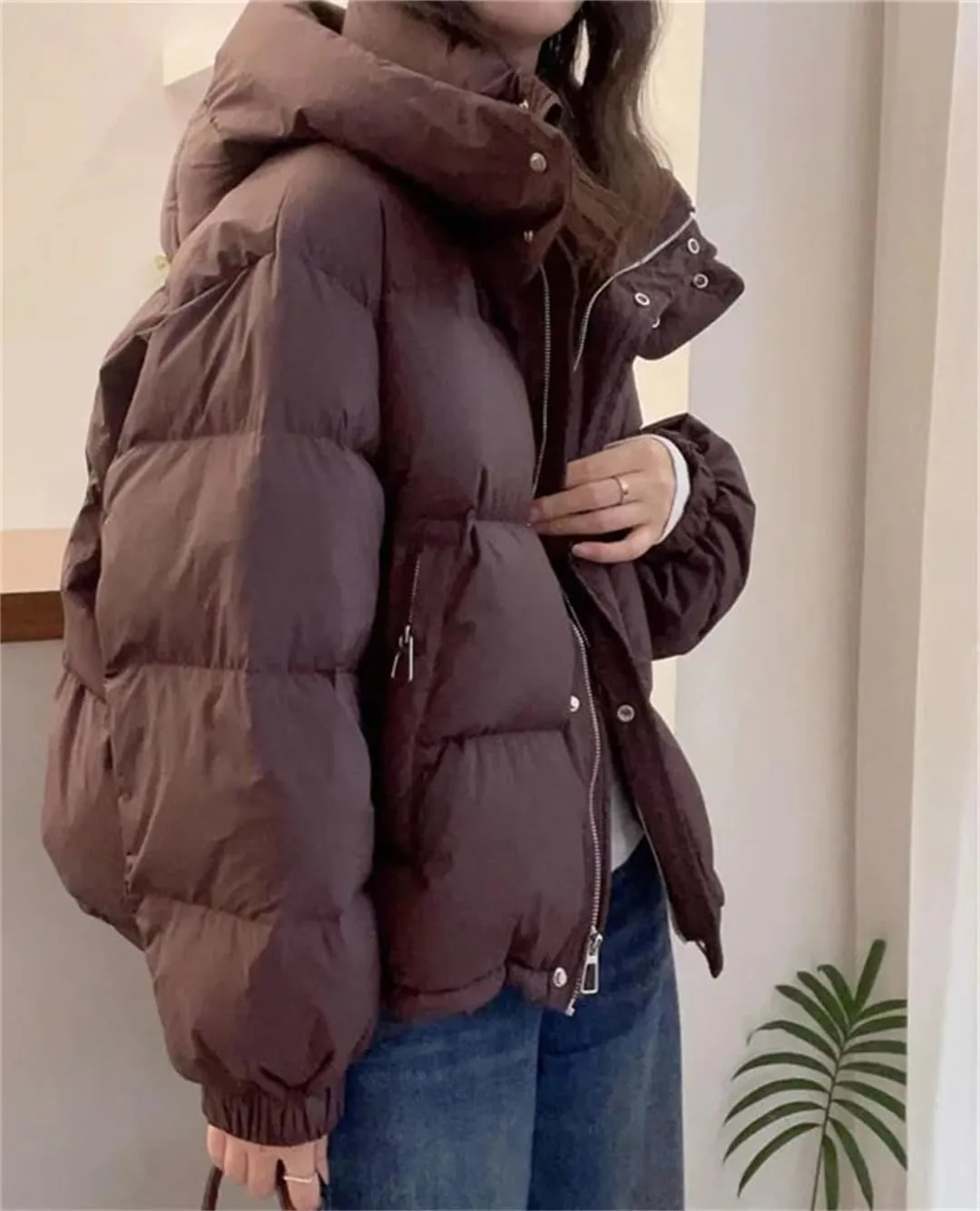 Cotton Padded Coat Women's Cropped Hooded Puffer Jacket Thickened Warm Autumn Winter Jacket