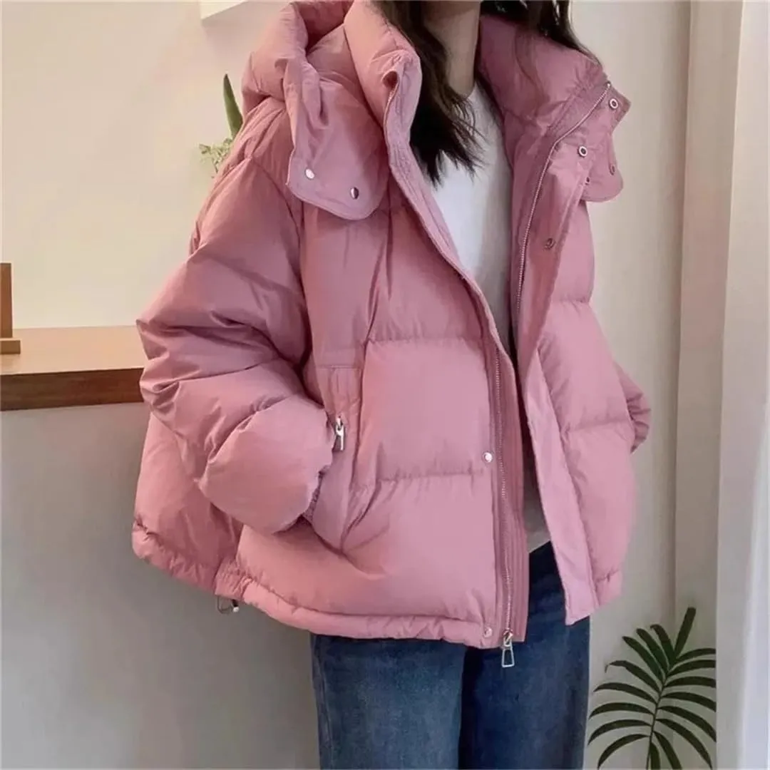 Cotton Padded Coat Women's Cropped Hooded Puffer Jacket Thickened Warm Autumn Winter Jacket