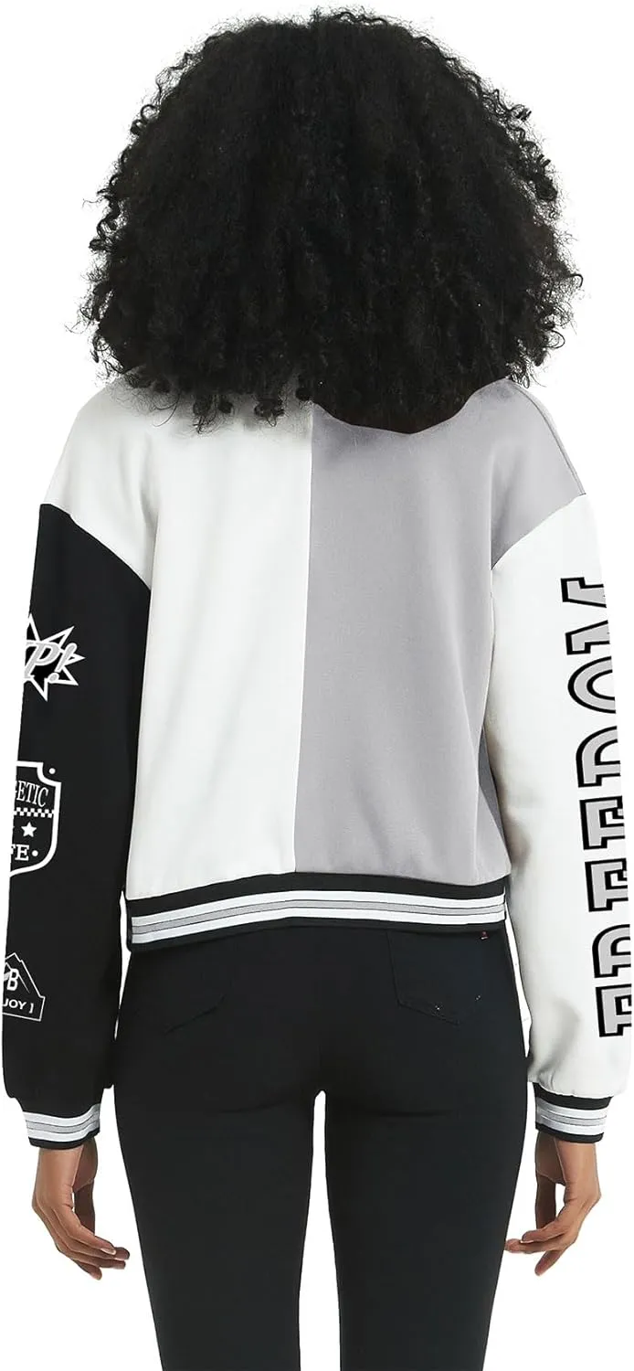 COZYPOIN Women's Varsity Jacket Cropped Letterman Jacket Lightweight Button Down Bomber Racer Baseball Y2K Coats