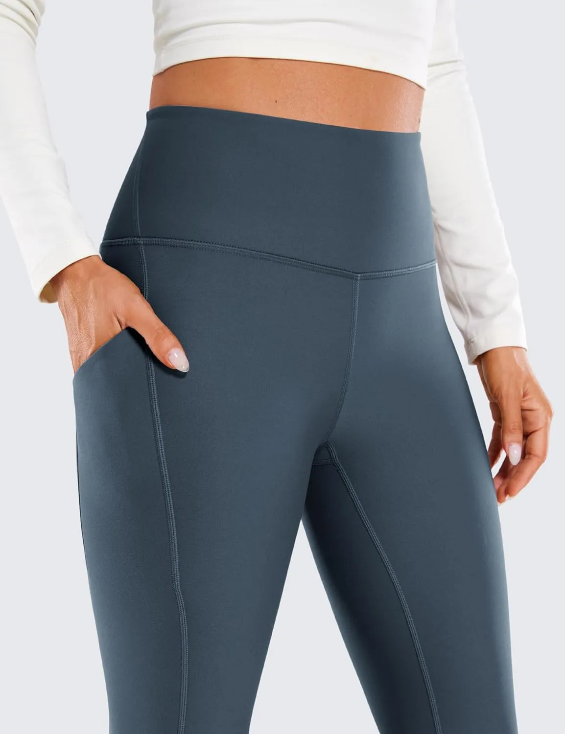 CRZ YOGA Womens Fleece Lined Leggings with Pockets 26.5" - Winter Thermal Warm Soft Water Resistant Casual Lounge Pants