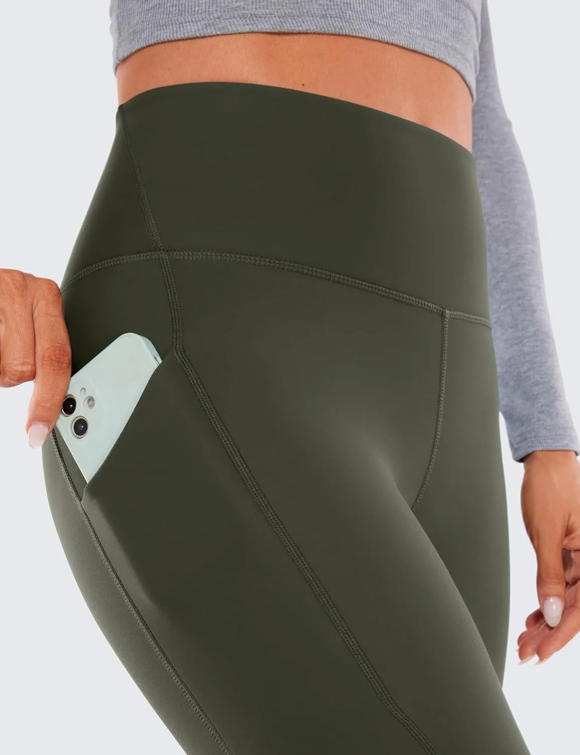 CRZ YOGA Womens Fleece Lined Leggings with Pockets 26.5" - Winter Thermal Warm Soft Water Resistant Casual Lounge Pants