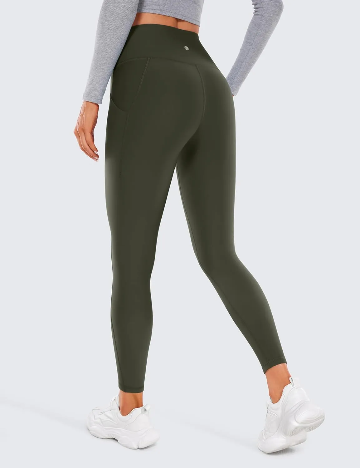 CRZ YOGA Womens Fleece Lined Leggings with Pockets 26.5" - Winter Thermal Warm Soft Water Resistant Casual Lounge Pants
