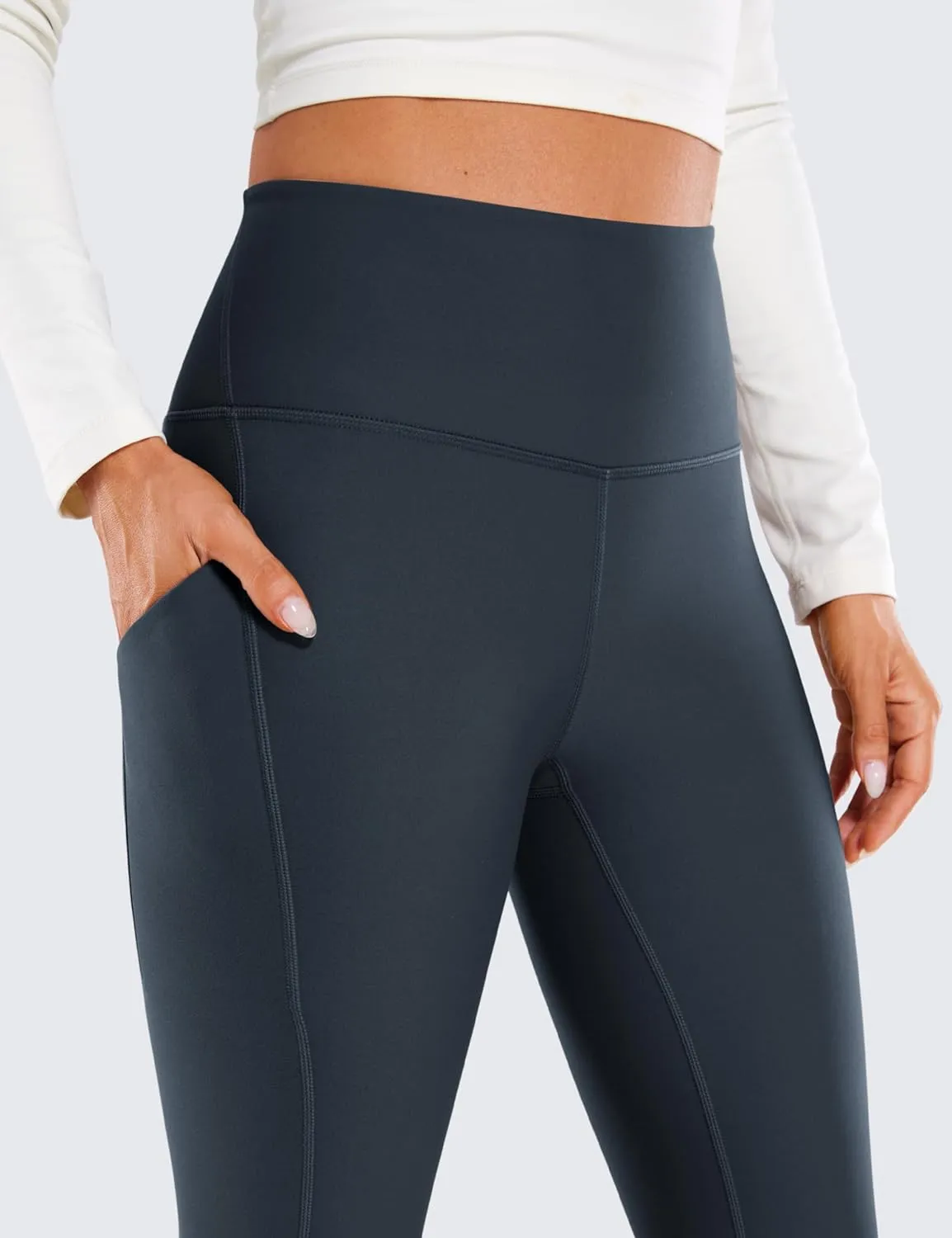 CRZ YOGA Womens Fleece Lined Leggings with Pockets 26.5" - Winter Thermal Warm Soft Water Resistant Casual Lounge Pants