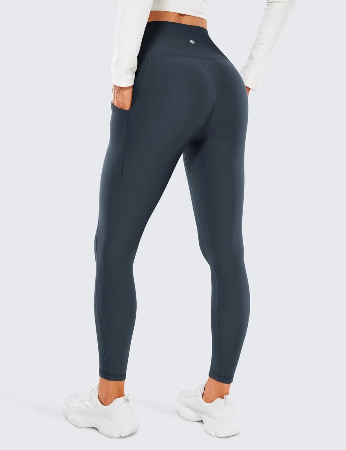CRZ YOGA Womens Fleece Lined Leggings with Pockets 26.5" - Winter Thermal Warm Soft Water Resistant Casual Lounge Pants