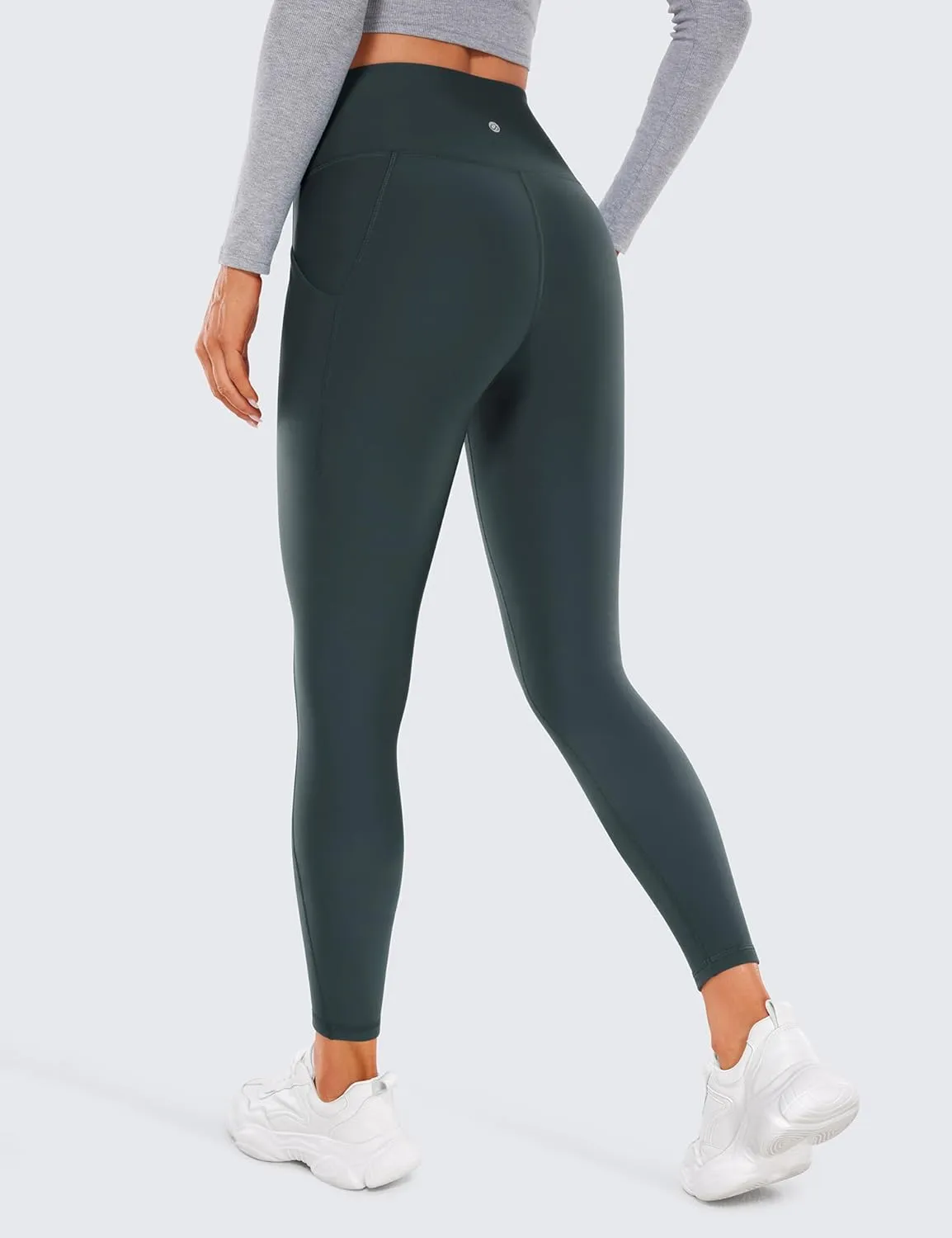 CRZ YOGA Womens Fleece Lined Leggings with Pockets 26.5" - Winter Thermal Warm Soft Water Resistant Casual Lounge Pants