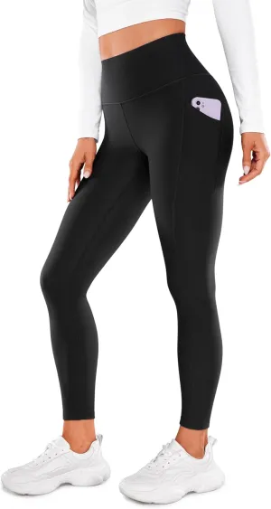 CRZ YOGA Womens Fleece Lined Leggings with Pockets 26.5" - Winter Thermal Warm Soft Water Resistant Casual Lounge Pants