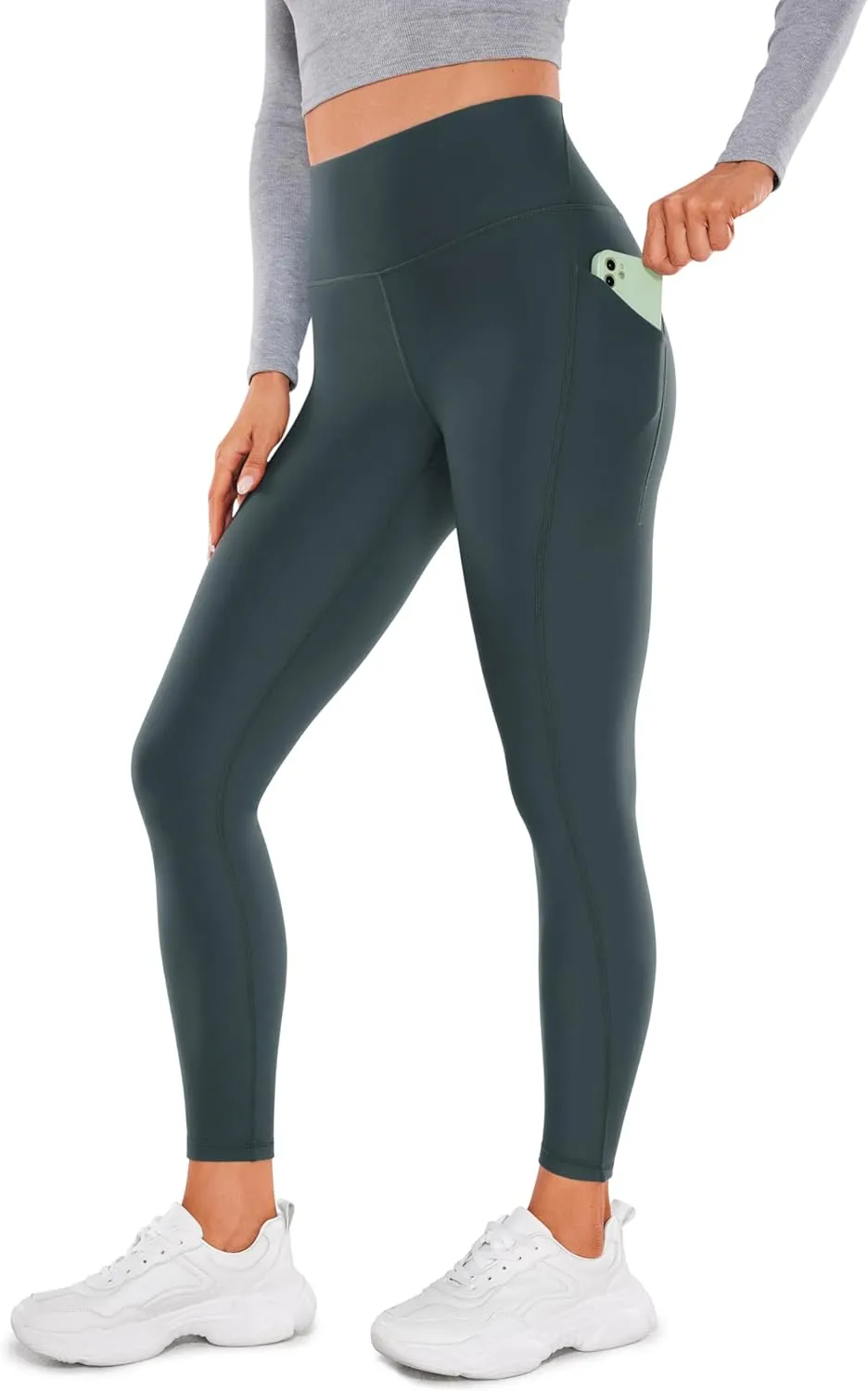 CRZ YOGA Womens Fleece Lined Leggings with Pockets 26.5" - Winter Thermal Warm Soft Water Resistant Casual Lounge Pants