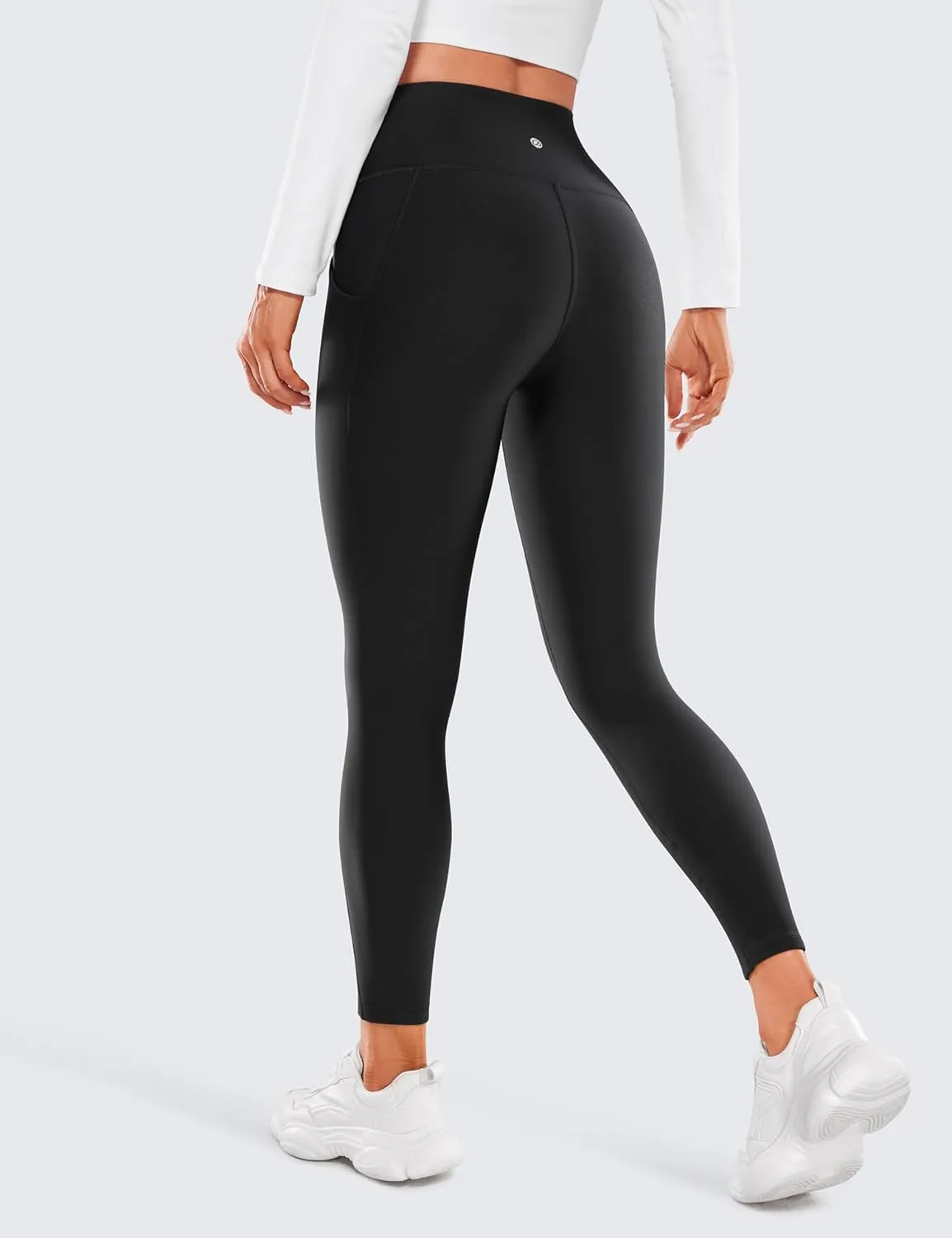 CRZ YOGA Womens Fleece Lined Leggings with Pockets 26.5" - Winter Thermal Warm Soft Water Resistant Casual Lounge Pants