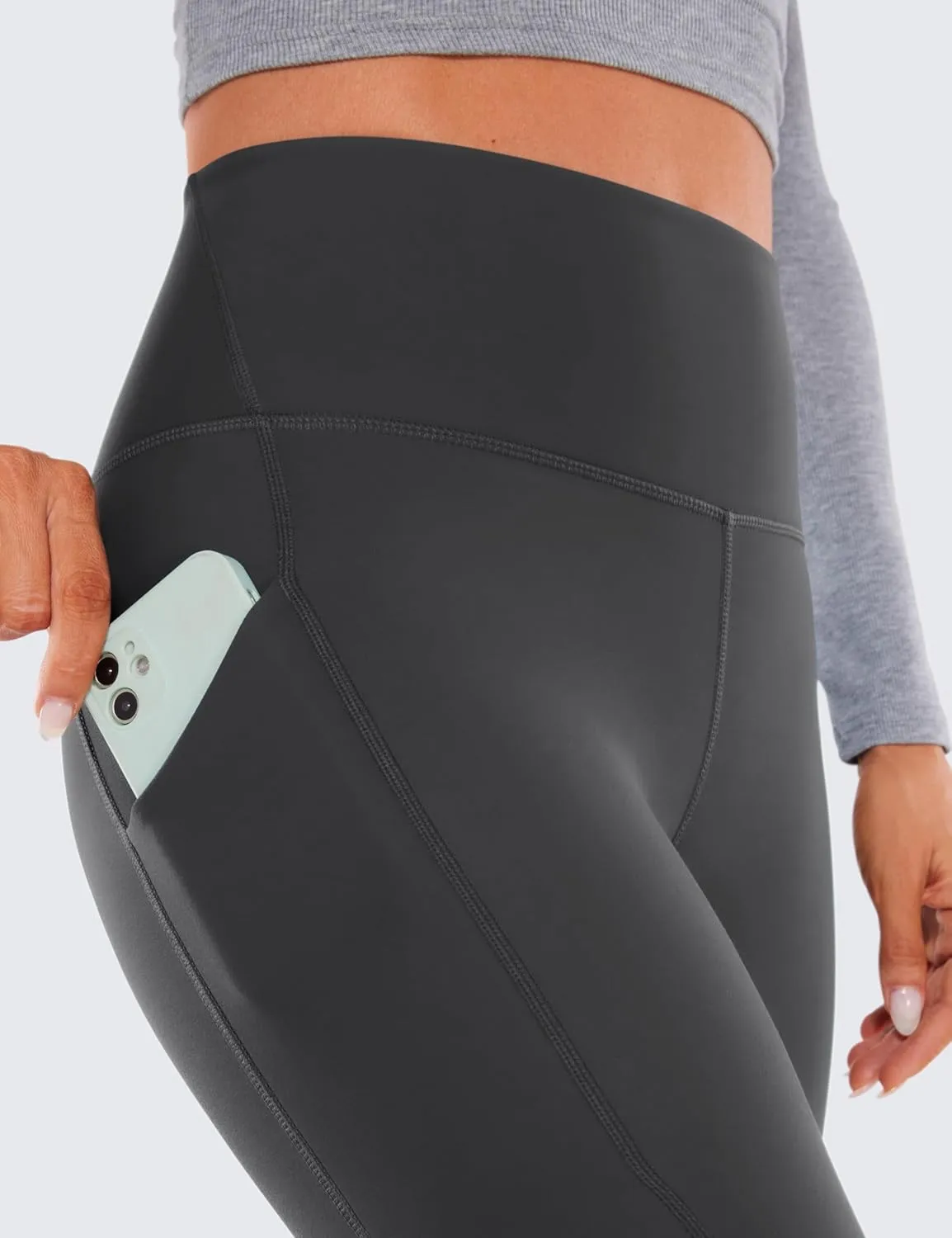 CRZ YOGA Womens Fleece Lined Leggings with Pockets 26.5" - Winter Thermal Warm Soft Water Resistant Casual Lounge Pants