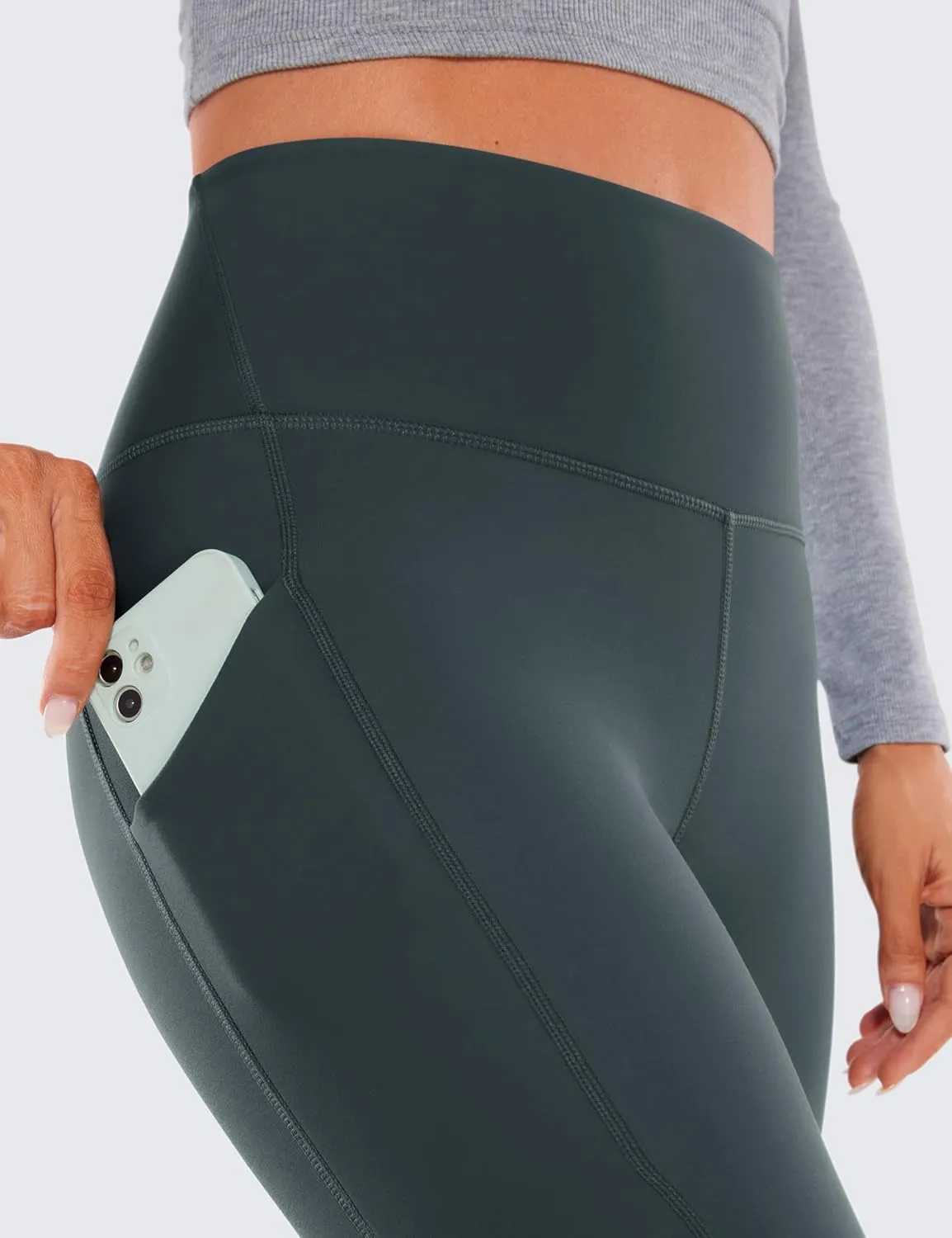CRZ YOGA Womens Fleece Lined Leggings with Pockets 26.5" - Winter Thermal Warm Soft Water Resistant Casual Lounge Pants