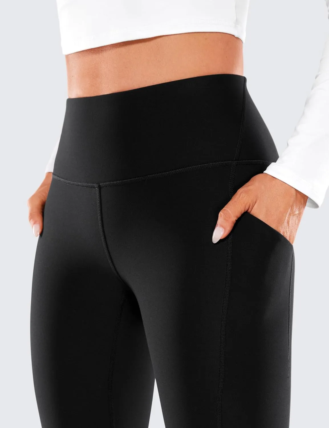 CRZ YOGA Womens Fleece Lined Leggings with Pockets 26.5" - Winter Thermal Warm Soft Water Resistant Casual Lounge Pants