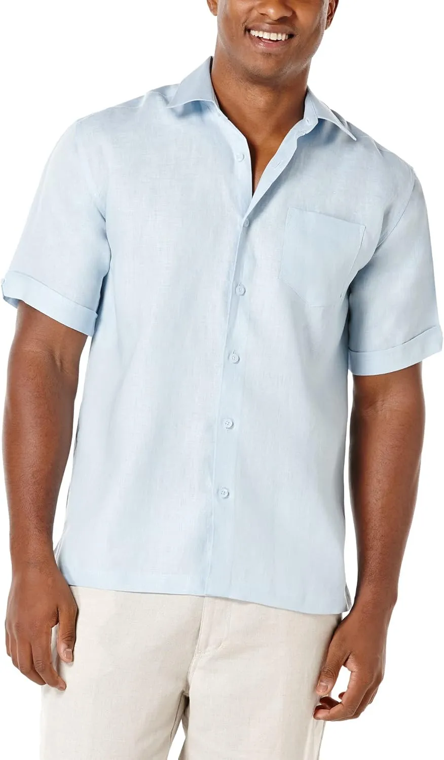 Cubavera Men's Chest Pocket Solid Short Sleeve Woven Shirt