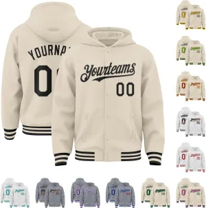 Custom Varsity Baseball Hoodie Jacket Cotton Blend Leather Sleeve Letterman Bomber Jacket Stitched Letters Logo S-5XL