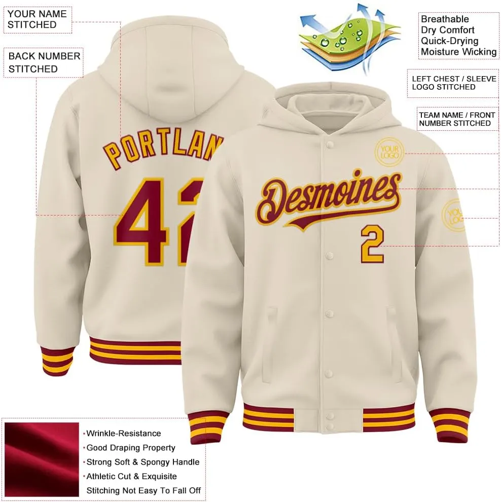 Custom Varsity Baseball Hoodie Jacket Cotton Blend Leather Sleeve Letterman Bomber Jacket Stitched Letters Logo S-5XL