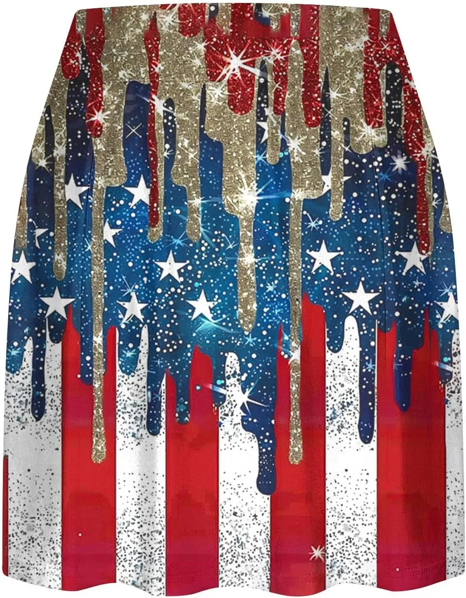 DDAPJ pyju Athletic Skorts for Women American Flag Print Patriotic Shorts High Waisted Golf Tennis Skirts 4th of July 2025