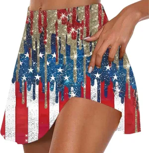 DDAPJ pyju Athletic Skorts for Women American Flag Print Patriotic Shorts High Waisted Golf Tennis Skirts 4th of July 2025