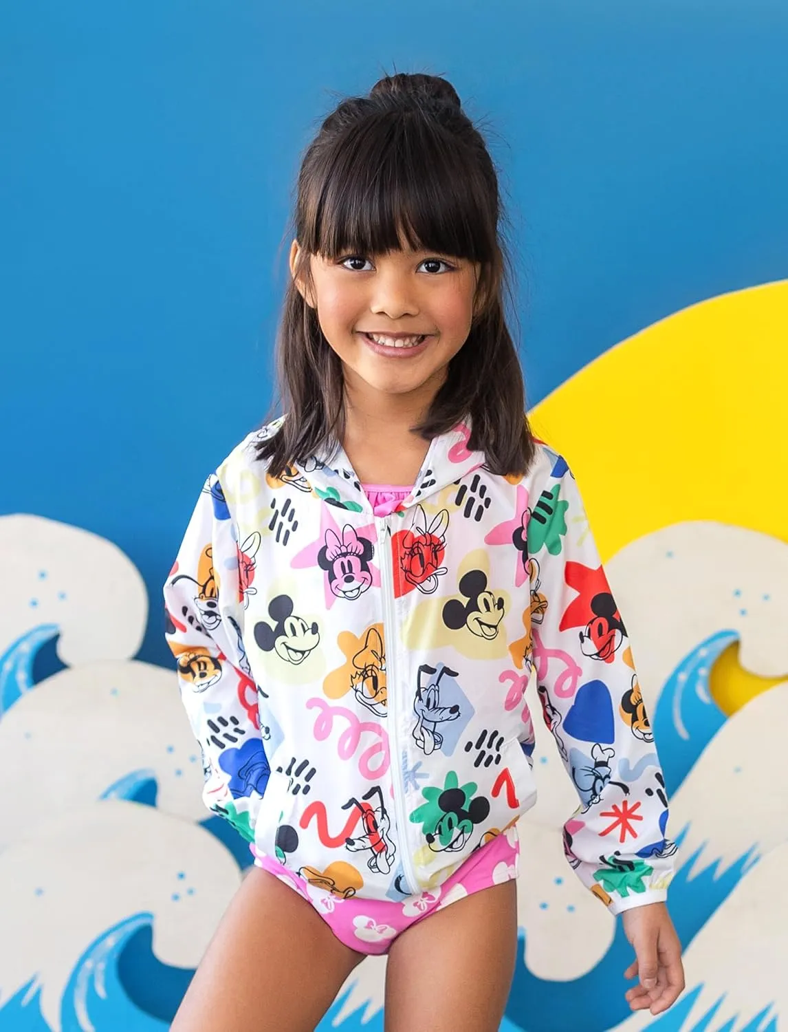 Disney Minnie Mouse Mickey Mouse Stitch Kids Varsity Bomber Jacket Lightweight Button-up Sweatshirt Toddler-Big Kids