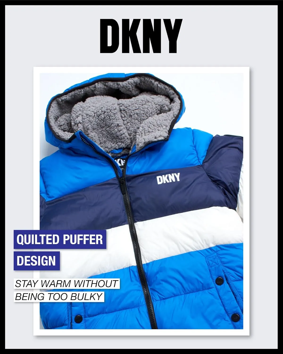 DKNY Boys' Winter Jacket - Heavyweight Sherpa Lined Bubble Puffer Coat with Convenient Pockets - Jacket for Boys (Size: 4-20)