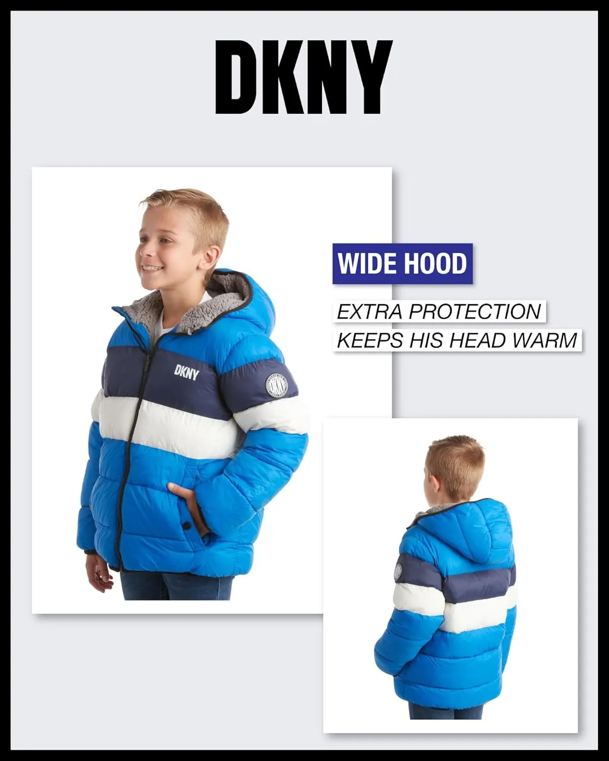 DKNY Boys' Winter Jacket - Heavyweight Sherpa Lined Bubble Puffer Coat with Convenient Pockets - Jacket for Boys (Size: 4-20)