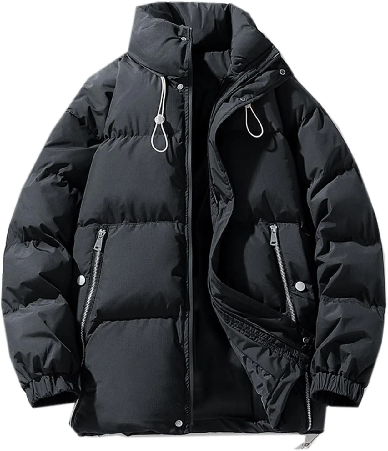 Down Cotton Coat for Men, Winter Warm Padded Jacket, Thickened, Couple Outerwear