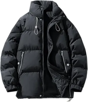 Down Cotton Coat for Men, Winter Warm Padded Jacket, Thickened, Couple Outerwear