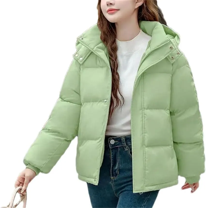 Down Cotton Jacket Women Hooded Parkas Winter Padded Coat Thick Warm Loose Puffer Snow Wear Outwea