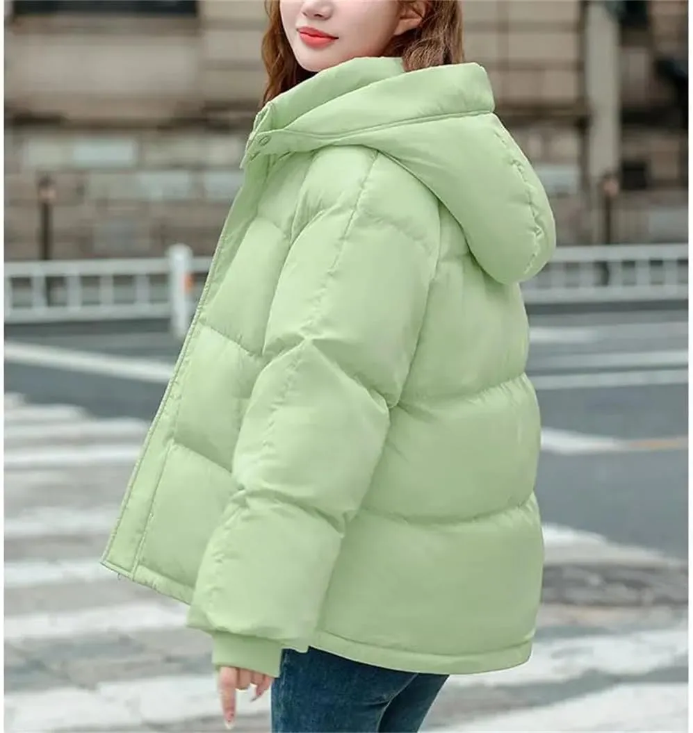 Down Cotton Jacket Women Hooded Parkas Winter Padded Coat Thick Warm Loose Puffer Snow Wear Outwea