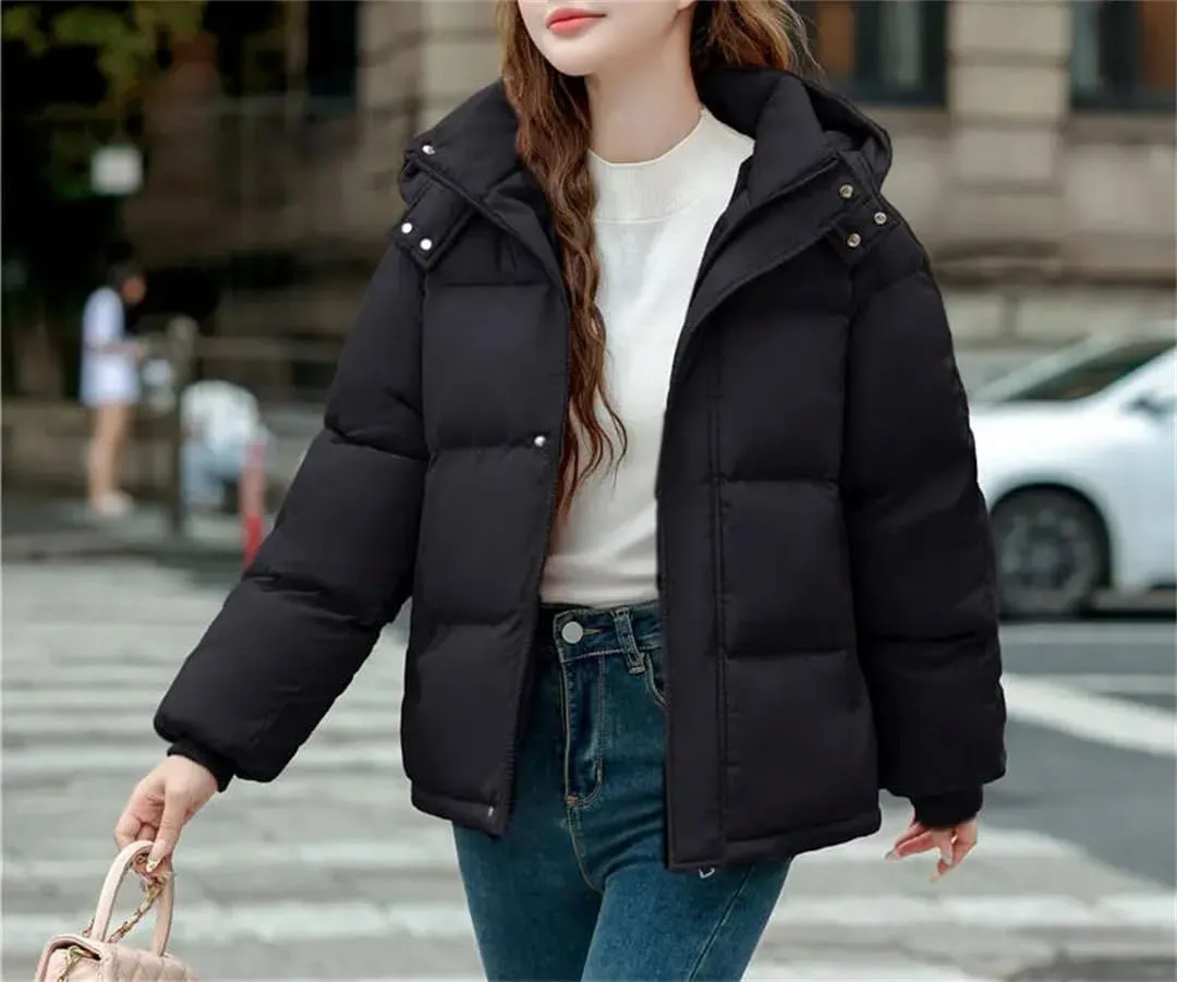 Down Cotton Jacket Women Hooded Parkas Winter Padded Coat Thick Warm Loose Puffer Snow Wear Outwea