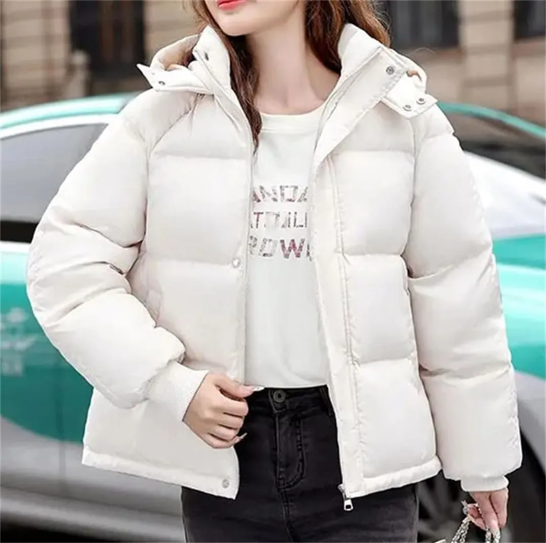 Down Cotton Jacket Women Hooded Parkas Winter Padded Coat Thick Warm Loose Puffer Snow Wear Outwea